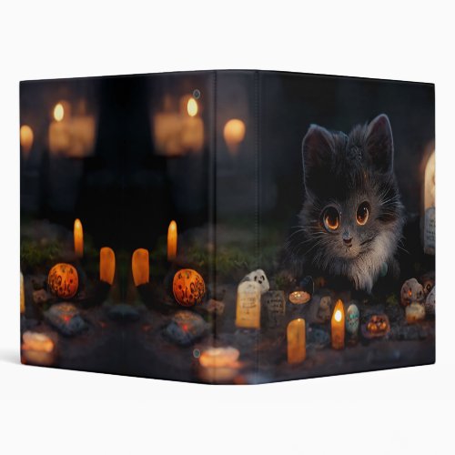Grave Kitten with Pumpkin Eyes  Goth Binder