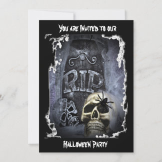 Grave Marker and Skull Invitation