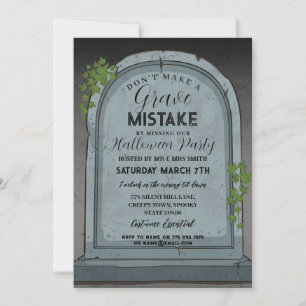 Grave Mistake Graveyard Gothic Halloween Invitation