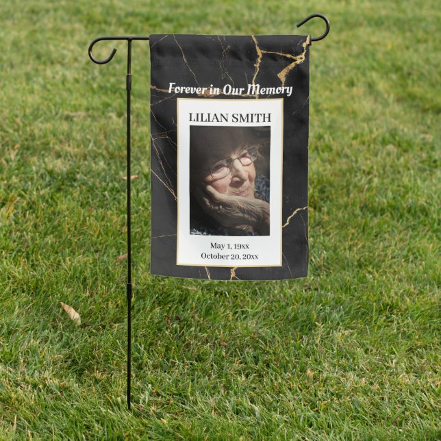 Grave Site| Black Marble Look Memorial Garden Flag (In SItu)