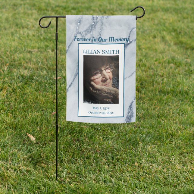 Grave Site|  Blue Marble Look Memorial Garden Flag (In SItu)