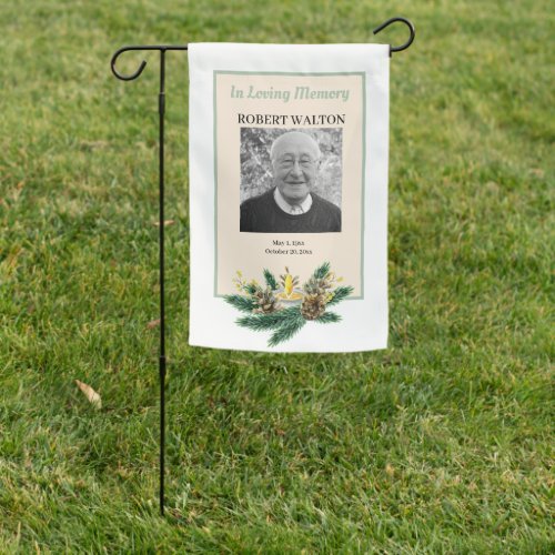 Grave Site Candle Tribute Photo  Memorial Garden Flag