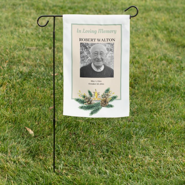 Grave Site Candle Tribute Photo  Memorial Garden Flag (In SItu)