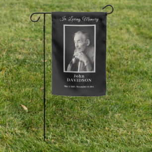 Grave Site Memorial Photo Black Garden Flag