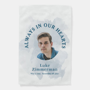 Grave Site Memorial Photo Blue Garden Flag