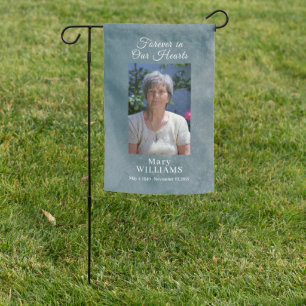 Grave Site Memorial Photo Blue Garden Flag
