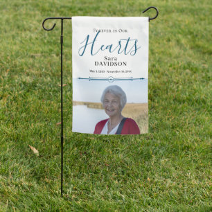 Grave Site Memorial Photo, Forever in our Hearts Garden Flag