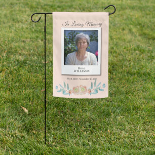 Grave Site Memorial Photo Frame with Flowers Garden Flag