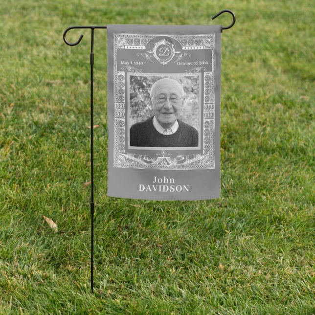 Grave Site Memorial Photo Grey Garden Flag (In SItu)