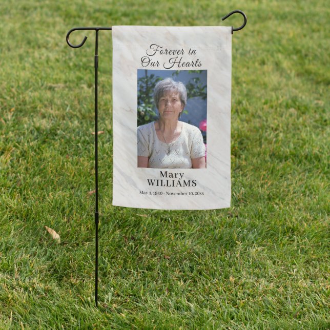 Grave Site Memorial Photo Marble Look  Garden Flag (In SItu)