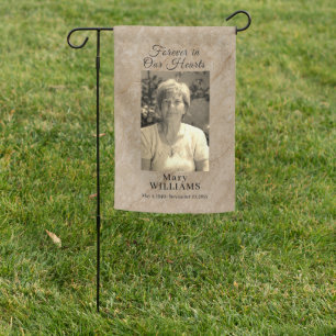 Grave Site Memorial Photo Sepia Look Garden Flag