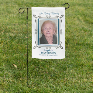 Grave Site Memorial Photo Simple Black Frame Garden Flag