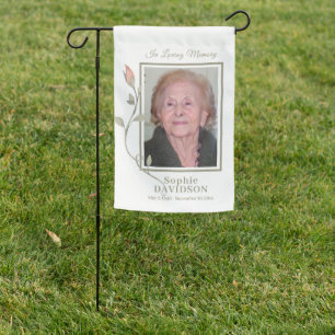Grave Site Memorial Photo Simple Pink Flower Bud Garden Flag
