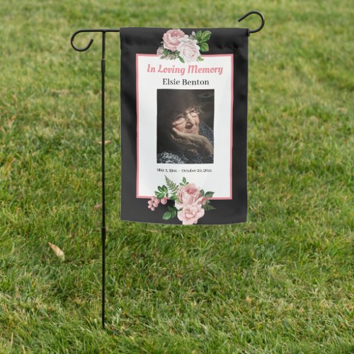 Grave Site Roses Photo Tribute Memorial Garden Flag