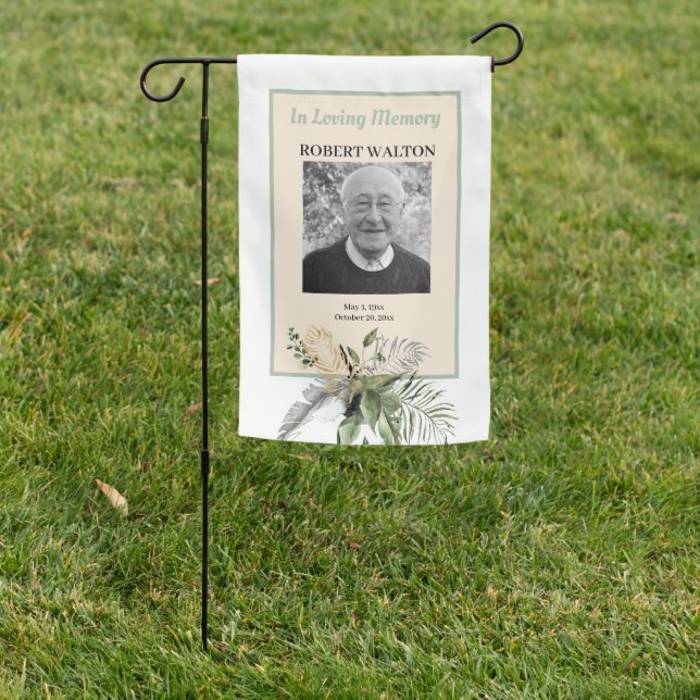 Grave Site Tropical Foliage Photo Memorial Garden Flag (In SItu)