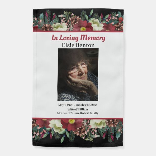 Grave Site Winter Floral  Photo Memorial Garden Flag