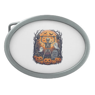Grave Yard Gains Skeleton Lifting Barbell Hallowee Belt Buckle
