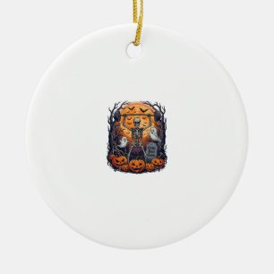 Grave Yard Gains Skeleton Lifting Barbell Hallowee Ceramic Ornament