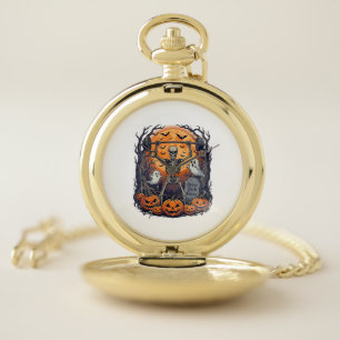 Grave Yard Gains Skeleton Lifting Barbell Hallowee Pocket Watch