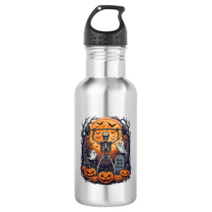 Grave Yard Gains Skeleton Lifting Barbell Hallowee Stainless Steel Water Bottle