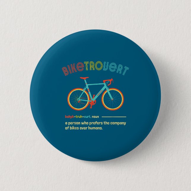 Gravel Bike Biketrovert Funny Cycling Quote Introv Button (Front)