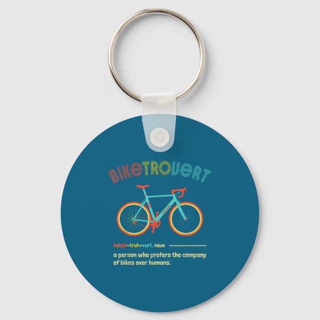 Gravel Bike Biketrovert Funny Cycling Quote Introv Keychain (Front)