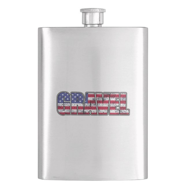 Gravel Cycling American Flag Flask (Front)