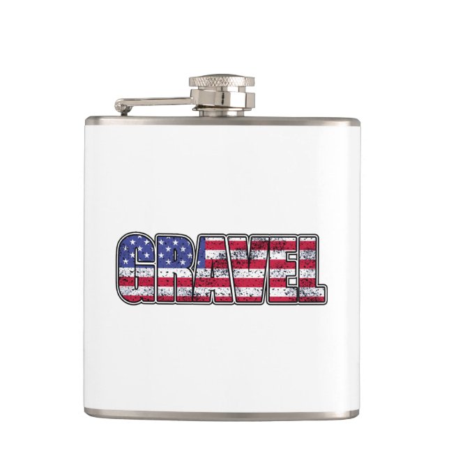 Gravel Cycling American Flag Flask (Front)