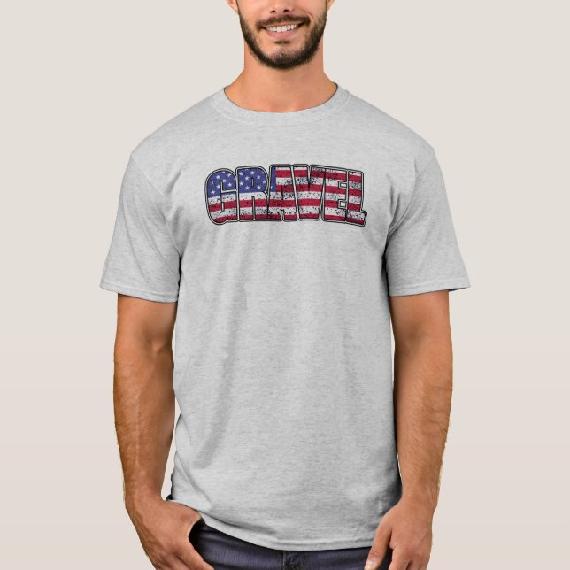 Gravel Cycling American Flag T-Shirt (Front)