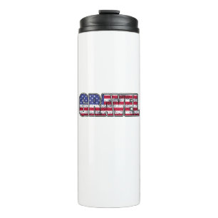 Gravel Cycling American Flag Thermal Tumbler