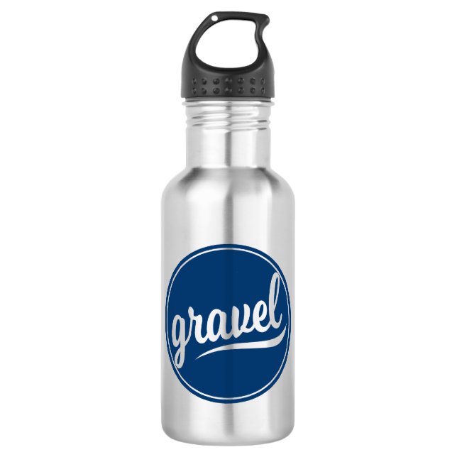 Gravel Cycling Blue Logo Stainless Steel Water Bottle (Front)