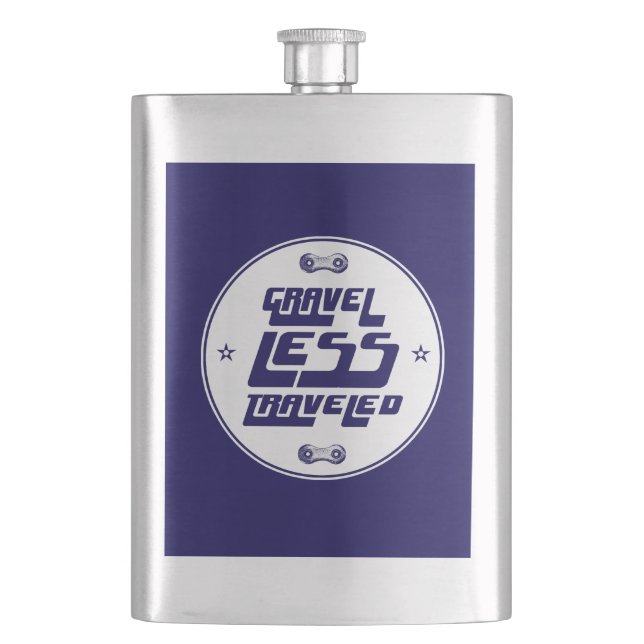 Gravel Less Traveled Hip Flask (Front)