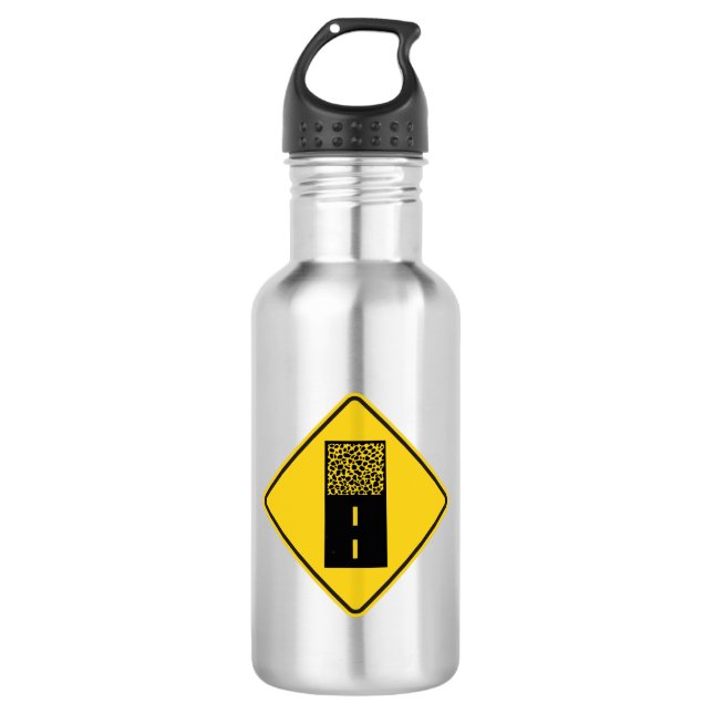 Gravel Road Sign Stainless Steel Water Bottle (Front)