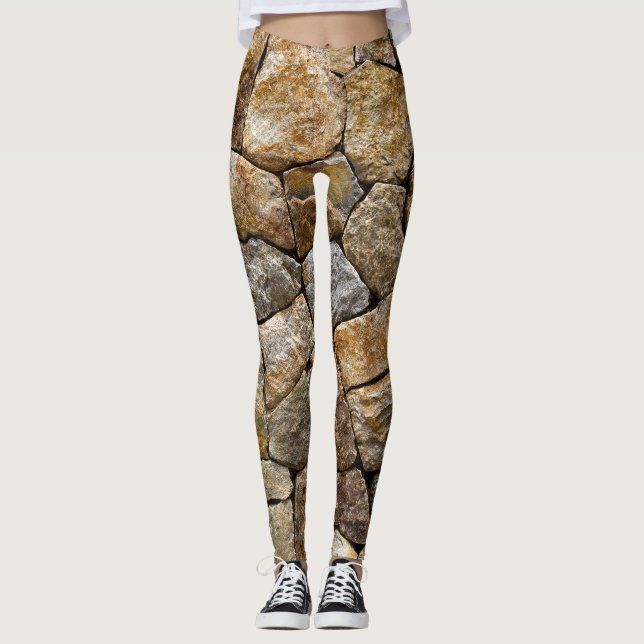 Gravel Stone Wall: Decorative Design Leggings (Front)