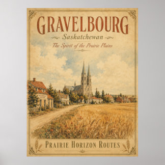 Gravelbourg Saskatchewan Vintage Travel Poster