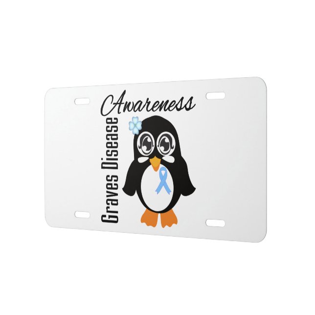 Graves Disease Awareness Penguin License Plate (Left)