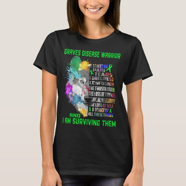 Graves Disease Awareness Ribbon Support Gifts T-Shirt (Front)