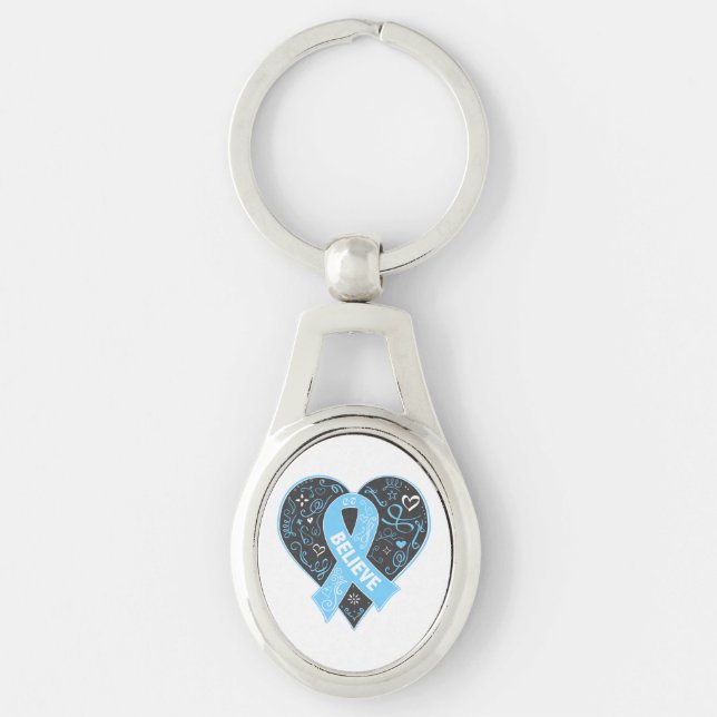 Graves Disease Believe Ribbon Heart Keychain (Front)