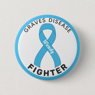 Graves Disease Fighter Ribbon White Button