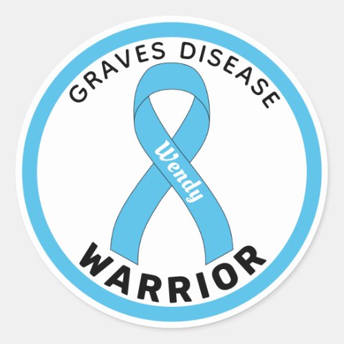 Graves Disease Warrior Ribbon White Round Sticker