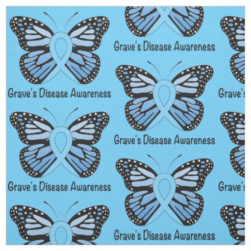 Graves Disease with Butterfly Awareness Ribbon Fabric