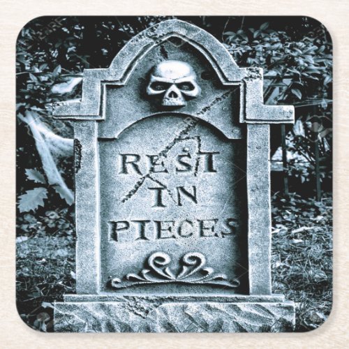 Gravestone Grave Halloween Square Paper Coaster