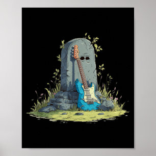 Gravestone Rock with Cool Guitar Costume Poster