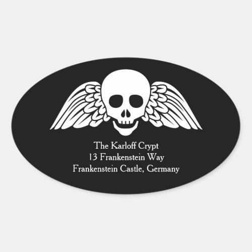 Gravestone Winged Skull Halloween Address Seal