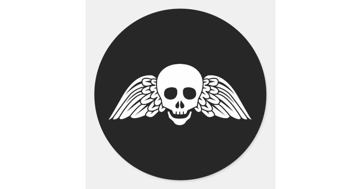 Gravestone Winged Skull Halloween Sticker 