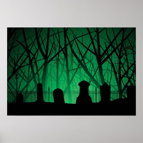 Graveyard And Trees Background Poster
