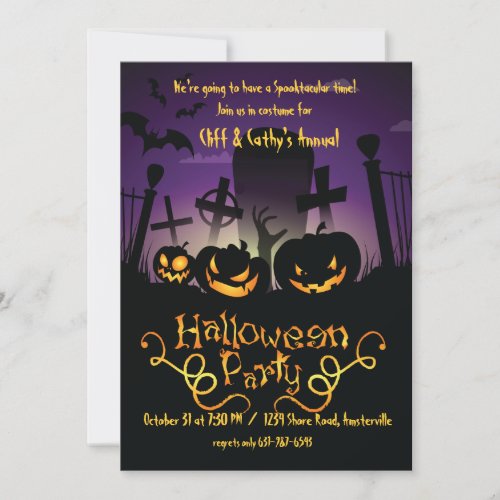 Graveyard Antics Halloween Invitation