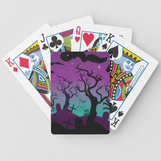 Graveyard black, purple, turquoise Halloween Bicycle Playing Cards