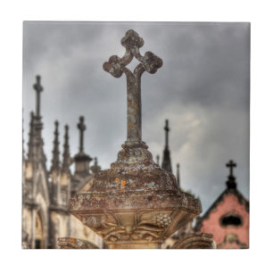 Graveyard cross close-up, Portugal Ceramic Tile