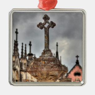 Graveyard cross close-up, Portugal Metal Ornament